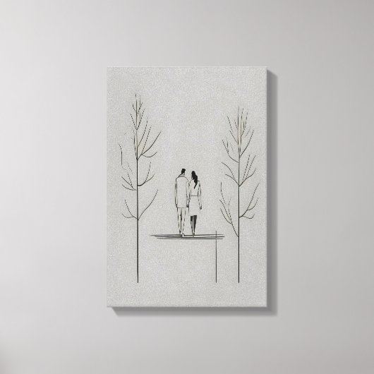 Minimalistisch paar moderne lijnkunst canvas afdruk (Voorkant)