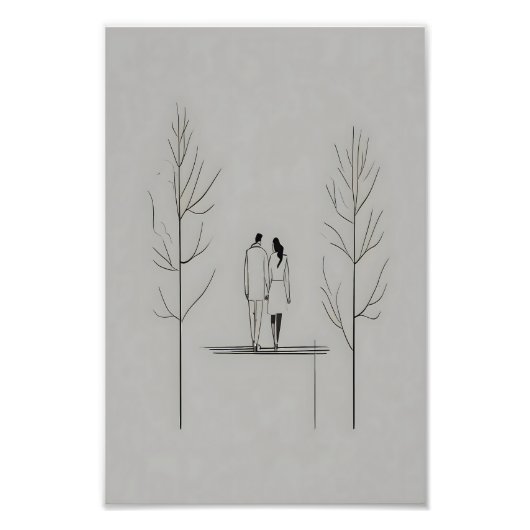 Minimalistisch paar moderne lijnkunst foto afdruk (Voorkant)