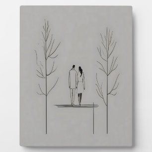 Minimalistisch paar moderne lijnkunst fotoplaat