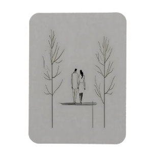 Minimalistisch paar moderne lijnkunst magneet