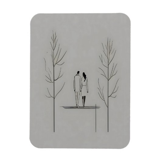 Minimalistisch paar moderne lijnkunst magneet (Verticaal)