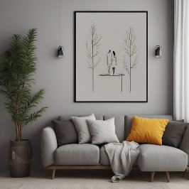 Minimalistisch paar moderne lijnkunst perfect poster