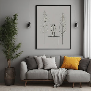Minimalistisch paar moderne lijnkunst perfect poster