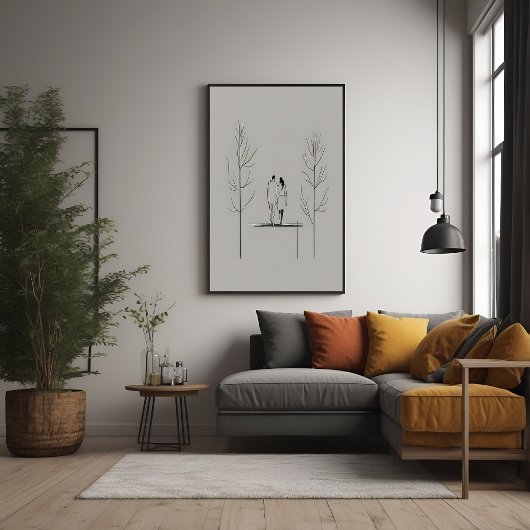 Minimalistisch paar moderne lijnkunst perfect poster