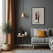 Minimalistisch Paar Samen Lopend Moderne Lijnkunst Perfect Poster