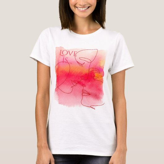 Minimalistisch paar T-shirt - Waterverf liefdesver (Voorkant)