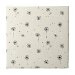 Minimalistisch Paardenbloempluim Patronen Beige (2 Tegeltje