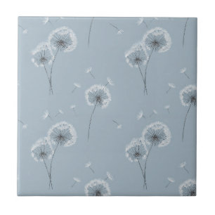 Minimalistisch Paardenbloempluim Patroon Blauw (3) Tegeltje