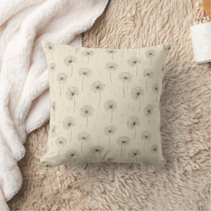Minimalistisch Paardenbloempluizenpatroon Beige (1 Kussen