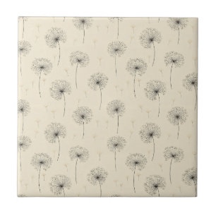 Minimalistisch Paardenbloempluizenpatroon Beige (1 Tegeltje
