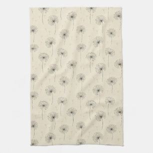 Minimalistisch Paardenbloempluizenpatroon Beige (1 Theedoek