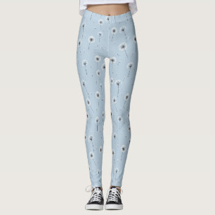 Minimalistisch Paardenbloempluizenpatroon Blauw (2 Leggings