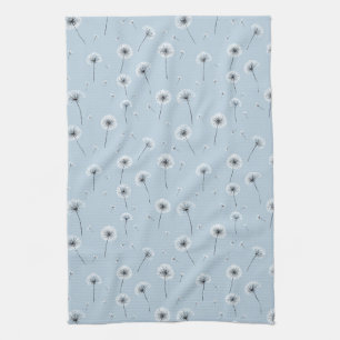 Minimalistisch Paardenbloempluizenpatroon Blauw (2 Theedoek