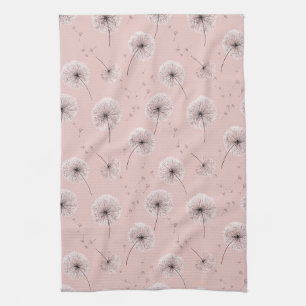 Minimalistisch Paardenbloempluizenpatroon Roze (1) Theedoek