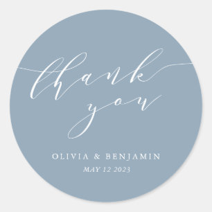 Minimalistisch paardepot met een blauwe bruiloft ronde sticker