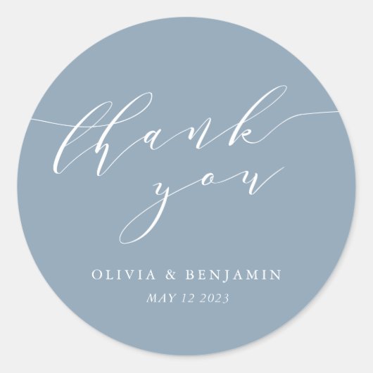 Minimalistisch paardepot met een blauwe bruiloft ronde sticker (Voorkant)