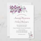 Minimalistisch Paars Berry verlaat Sjabloon bruilo Kaart (Voorkant)