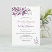 Minimalistisch Paars Berry verlaat Sjabloon bruilo Kaart (Staand voorkant)