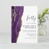 Minimalistisch Paars goudgrijs Geode 40e verjaarda Kaart (Staand voorkant)