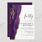 Minimalistisch Paars goudgrijs Geode 40e verjaarda Kaart (Voorkant / Achterkant)