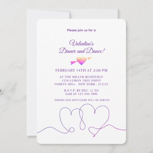 Minimalistisch Paars hart Valentijnsdag Kaart (Voorkant)