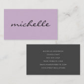 Minimalistisch Paars met cursieve tekst Visitekaartje (Voorkant / Achterkant)