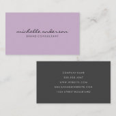 Minimalistisch Paars met Scheefgedrukte Tekst Visitekaartje (Voorkant / Achterkant)