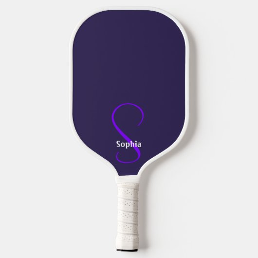 Minimalistisch Paars modern monogram Pickleball Paddle (Achterkant)