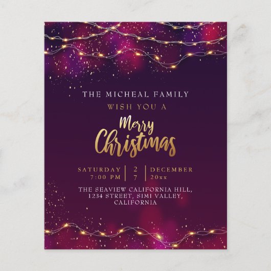 Minimalistisch Paars Neon Holly, aangepast kerstca (Voorkant)