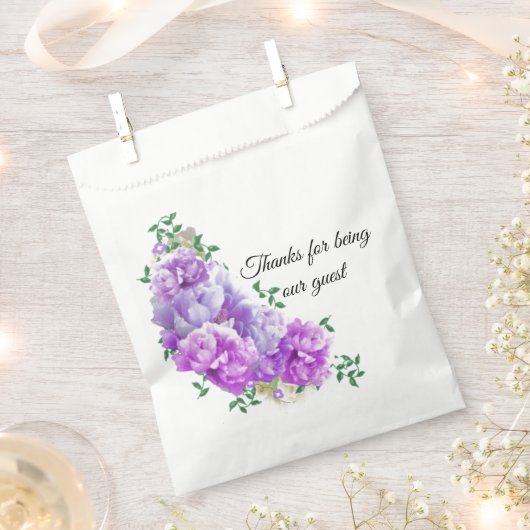 Minimalistisch Paars Peony Floral Favor Bag Bedankzakje (Geknipt)