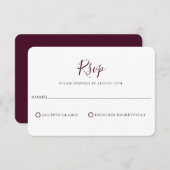 Minimalistisch Paars Plum Wedding RSVP Kaart (Voorkant / Achterkant)