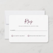 Minimalistisch Paars Plum Wedding RSVP Kaart