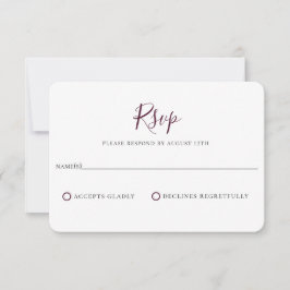 Minimalistisch Paars Plum Wedding RSVP Kaart