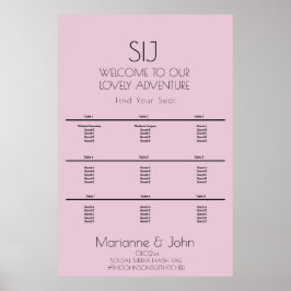 Minimalistisch Paars Roze Trouwlogo Zitkaart Poster