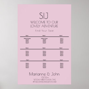 Minimalistisch Paars Roze Trouwlogo Zitkaart Poster