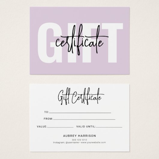 Minimalistisch Paars script Visitekaartje (Voorkant /achterkant)