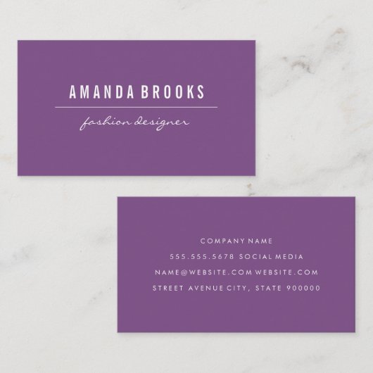 Minimalistisch Paars Visitekaartje (Voorkant / Achterkant)