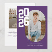 Minimalistisch Paarse 2025 foto Afstuderen Aankondiging (Voorkant / Achterkant)