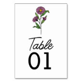 Minimalistisch Paarse Aster Bruiloft Tafelnummer (Voorkant)