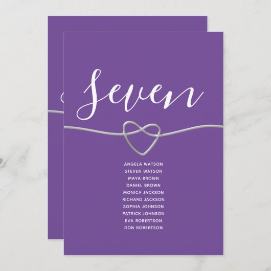 Minimalistisch Paarse bruiloft zitgrafiek (Voorkant / Achterkant)
