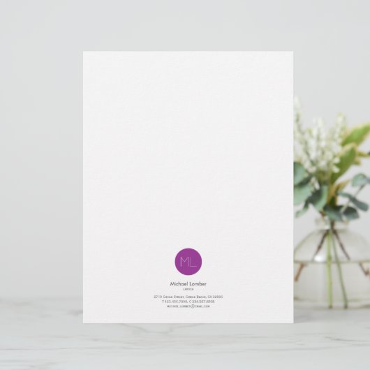 Minimalistisch Paarse cirkel Monogram Letterhoofd Briefhoofd Sjabloon (Staand voorkant)