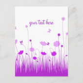 Minimalistisch Paarse en Witte Poppies Meadow Scri Briefkaart (Voorkant)