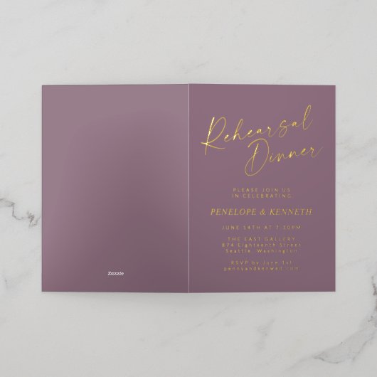 Minimalistisch Paarse goudrepetitie in het script Folie Wenskaart (Buiten Laag)