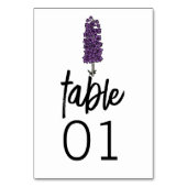Minimalistisch Paarse Larkspur Bruiloft Tafelnumme Kaart (Voorkant)