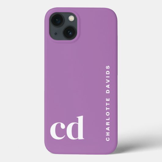Minimalistisch Paarse monogram Case-Mate iPhone Case (Achterkant)