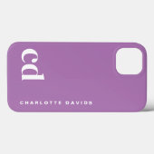 Minimalistisch Paarse monogram Case-Mate iPhone Case (Achterkant (horizontaal))