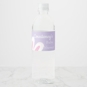 Minimalistisch Paarse pluizige konijntje baby show Waterfles Etiket