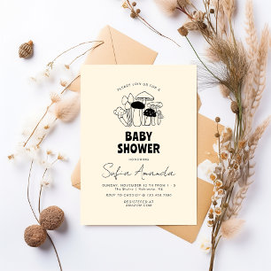 Minimalistisch paddenstoel Baby shower Kaart