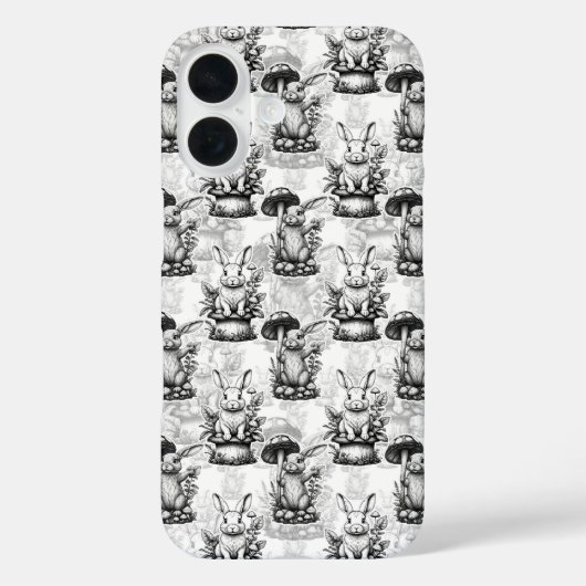 Minimalistisch paddenstoel konijn patroon ontwerp Case-Mate iPhone case (Achterkant)