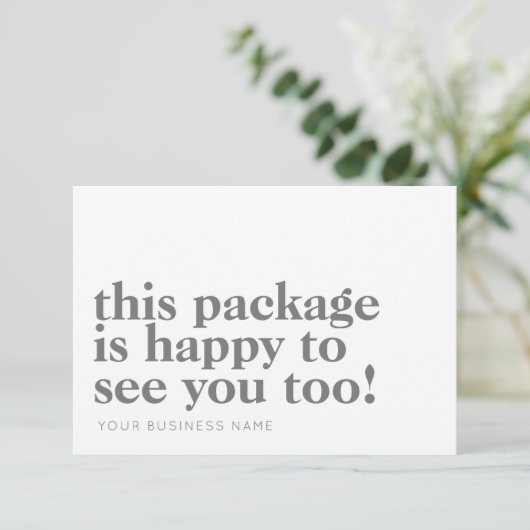 Minimalistisch pakket Blij om u te zien Grey Busin Bedankkaart (Staand voorkant)